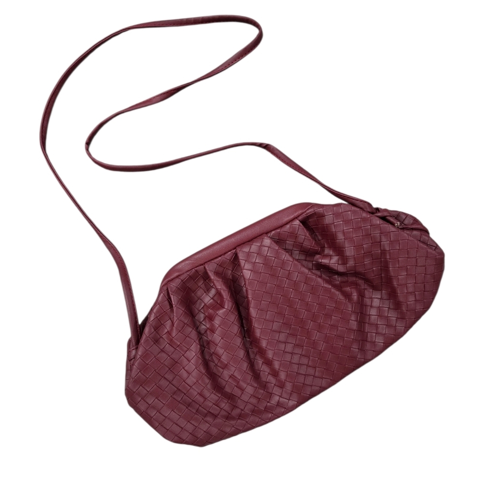 Woven Vegan Leather Shoulder Bag